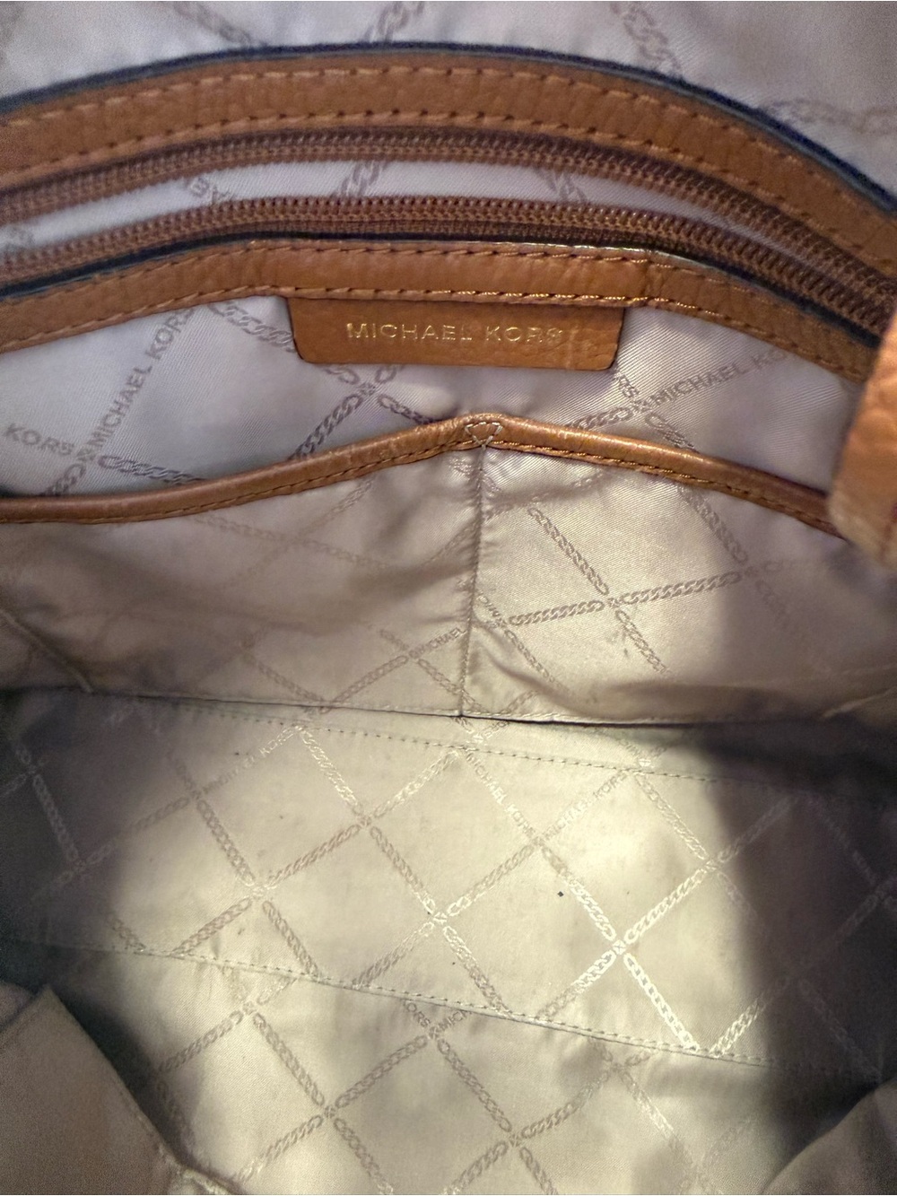 Michael Kors Signature MK Brown Tan Hobo Shoulder Crossbody Bag + Dust Bag - Picture 6 of 9